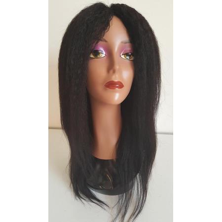 Braziliaanse Remy pruik - black kinky rechte pruik 20 inch - real human hair - echte menselijke haren - none lace wig
