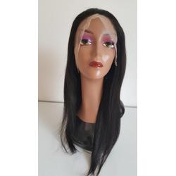 Braziliaanse Remy pruik 18 inch - Braziliaanse haren - donkerbruine rechte pruik - Braziliaanse pruik - real human hair - echte menselijke haren - 13x4 lace front pruik - 180% dichtheid