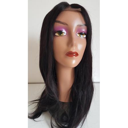 Braziliaanse pruik 20 inch - Braziliaanse haren - real human hair - donkerbruine rechte pruik - Braziliaanse pruik - echte menselijke haren - lijmloze lace front pruik