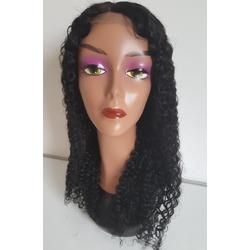 Braziliaanse pruik 22  inch ( 55,8 cm) - real human hair - natuurlijke donkerbruine kinky krullen - Braziliaanse pruik - echt menselijke haren - met kleine (