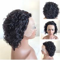 Frazimashop- Braziliaanse remy pruik 8 inch Pixie Cut - Kort Krullend Haar - 100% Human Hair - 13x2 Lace front wig.