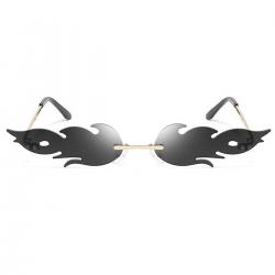 Freaky Glasses® - Vlammen Zonnebril – Festival Bril – Rave Zonnebril - Snelle Planga – Dames – Heren - Zwart