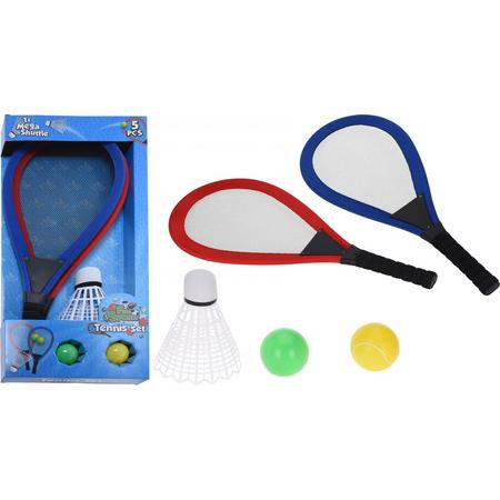 Free And Easy Badmintonset Met Mega Shuttle Blauw/rood Xl Set 5 Stuks