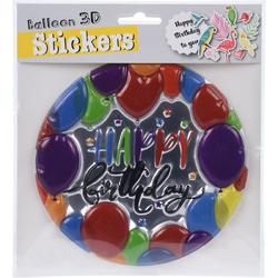 Free And Easy Ballon 3d-stickers Happy Birthday 16cm Rond