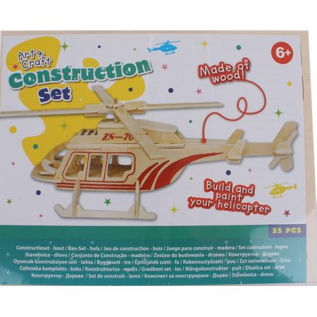 Free And Easy Bouwpakket Hout Helikopter 35-delig