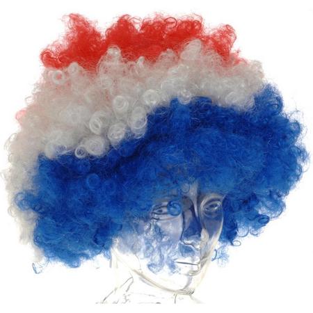 Free And Easy Pruik Afro Holland Unisex Rood/wit/blauw