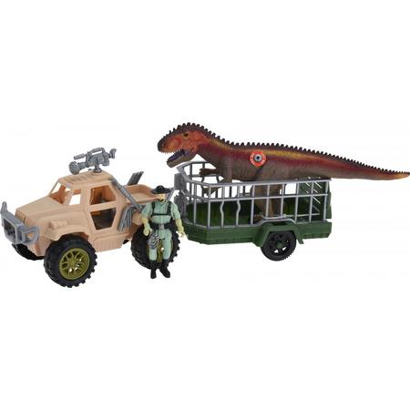 Free And Easy Speelset Dinosaurusjagers Met Auto, Trailer En Dino 36 Cm
