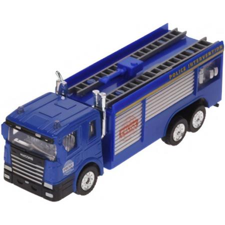 Free And Easy Vrachtwagen Met Aanhanger 16 Cm Blauw