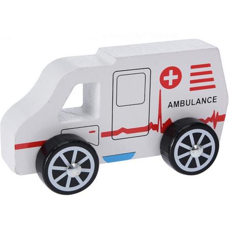 Free And Easy Ambulance Hout 13 Cm Wit