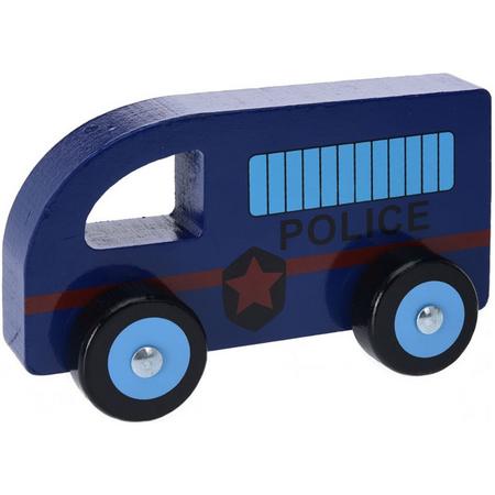 Free And Easy Politieauto Hout 13 Cm Blauw