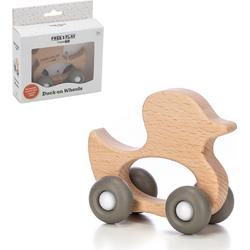 Free2Play - Houten speelgoed auto met siliconen wielen - Eend / Duck