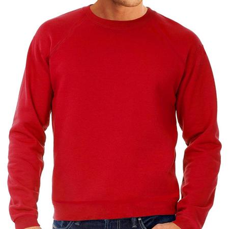 Rode sweater / sweatshirt trui met raglan mouwen en ronde hals voor heren - rood - basic sweaters 2XL (EU 56)