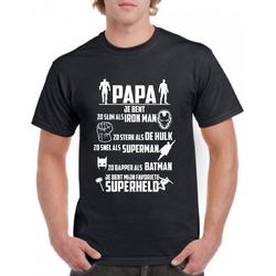 Superheld Papa T-shirt Recht model, valt iets ruim Superman Batman Ironman Maat L