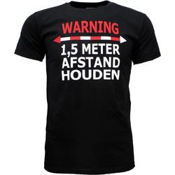 WARNING 1,5 Meter Afstand Houden T-Shirt Zwart
