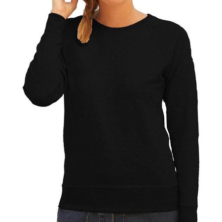 Zwarte sweater / sweatshirt trui met raglan mouwen en ronde hals voor dames - zwart - basic sweaters 2XL (44)