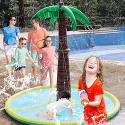 Waterspeelmat met fontein - 180x180x150 cm - water fontein - waterpark - opblaasbare palmboom watermat - zwembad - waterfun - waterspeelgoed - camping - vakantie - zomer