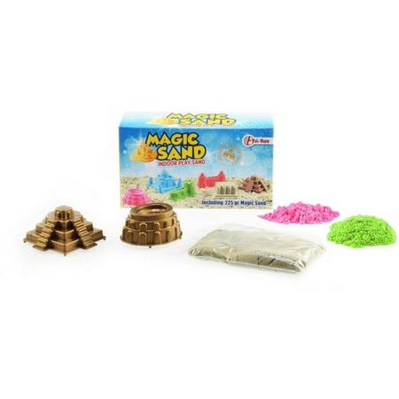 675 gram magisch zand - roze, groen en zandbruin - kinetisch speelzand