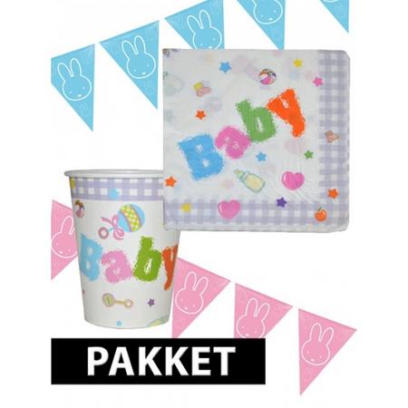 Babyshower versiering pakket blauw/roze