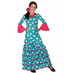 Blauwe Flamenco jurk voor meiden 116 (5-6 jaar)