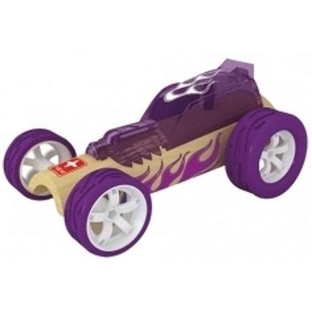 Hotrod paarse bamboe speelgoed auto 8 cm