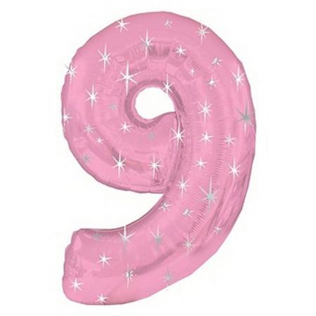 Mega folie ballon cijfer 9 roze