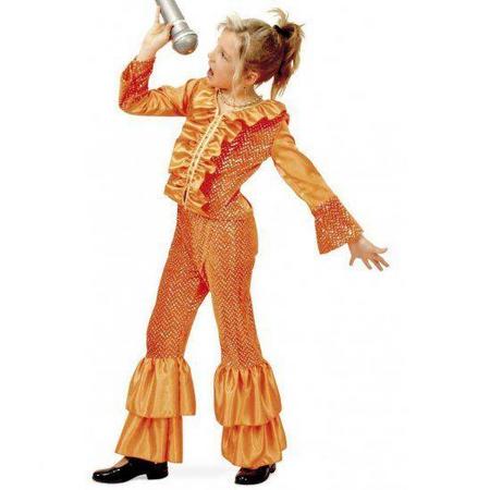 Oranje disco kostuum meisjes 128 (8 jaar)