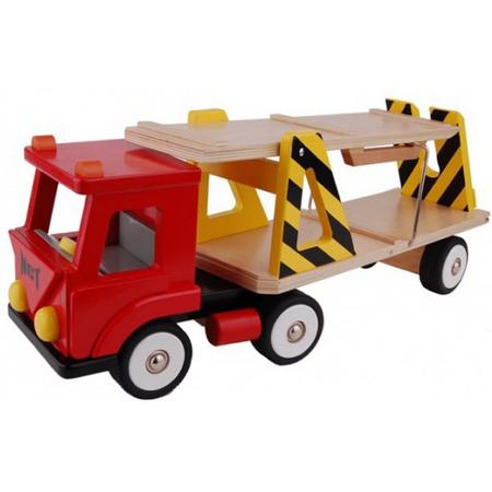 Rode speelgoed vrachtwagen