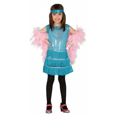 Showgirl jurkje blauw voor meisjes 140-152 (10-12 jaar)