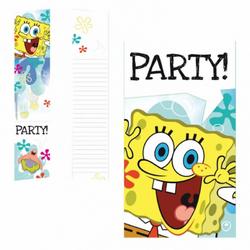 Spongebob thema uitnodigingen 6 stuks
