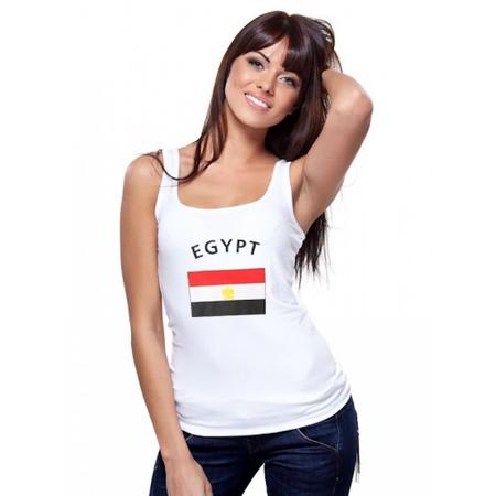 Witte dames tanktop met vlag van Egypte S