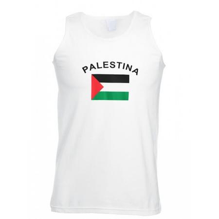 Witte tanktop met vlag Palestina 2xl