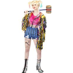 FUNIDELIA Harley Quinn kostuum met kwastjes - Birds of Prey voor vrouwen Superhelden - Maat: L - Meerkleurig