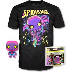 Blacklight Spider-Man Short Sleeve Graphic T-Shirt with Mini   POP! - Black