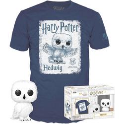   Harry Potter Verzamelfiguur & Tshirt Set -S- POP! & Tee Box Hedwig Blauw