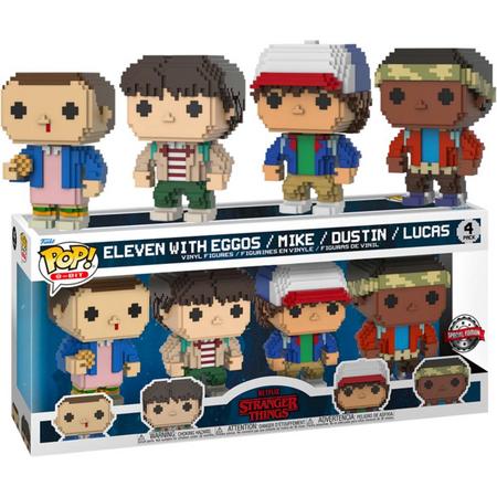 Funko Pop! 4 Pack - 8-BIT Stranger Things Eleven with Eggos / Mike / Dustin / Lucas Exclusive Rare grail