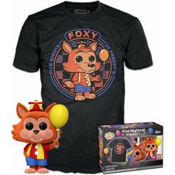   Pop! Five Nights at Freddys - Balloon Foxy 907 Flocked Tee box maat L