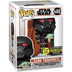   Pop! Star Wars The Mandalorian Dark Trooper With Grogu