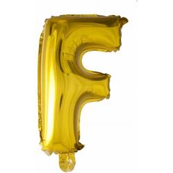 Folie Ballon Letter F Goud 41cm met Rietje