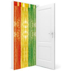 Folie deurgordijn rood/geel/groen 200 x 100 cm - Carnaval feestartikelen/versiering - Tinsel deur gordijn