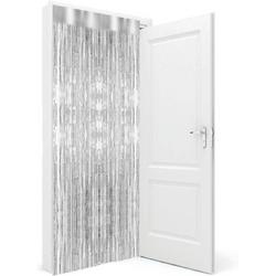 Folie deurgordijn zilver 200 x 100 cm - Feestartikelen/versiering - Tinsel deur gordijn