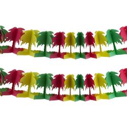 Funny Fashion Hawaii palmbomen thema feestslinger - 2x - gekleurd - 400 cm - papier