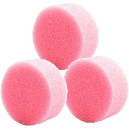 FunnyFashion Grimas schmink sponsjes - 3x stuks - roze - rond - D6 x H3 cm