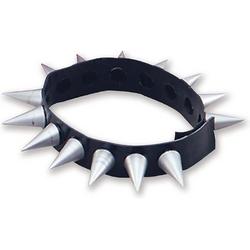 Punker/rocker ketting/halsband/choker zwart met zilveren studs/spikes - Themafeest verkleed accessoires
