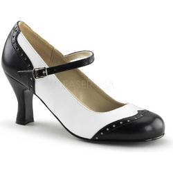 Flapper-25 Mary Jane pump with short heel black/white matt - (EU 38 = US 8) - Funtasma