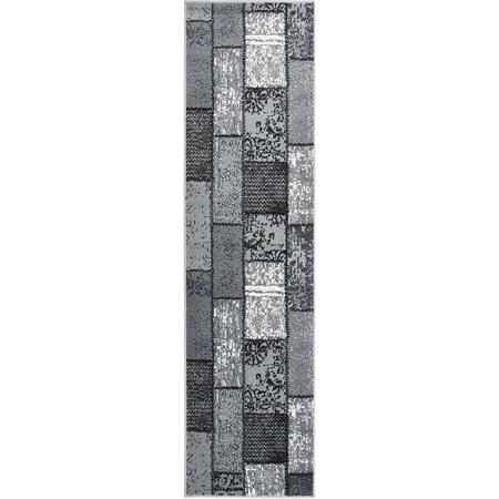 Furniture Limited - Tapijtloper 100x500 cm BCF grijs met blokpatroon