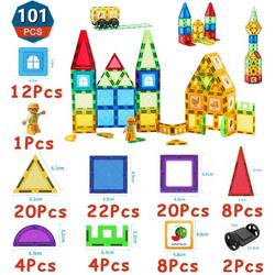 Magnetisch Speelgoed - Voordeelset 101 Stuks - Magnetische bouwstenen - Veilig Voor Kinderen - Magna Tiles - Magnetisch Speelgoed - Stimuleer Creativiteit - Bouwset met magnetische blokken