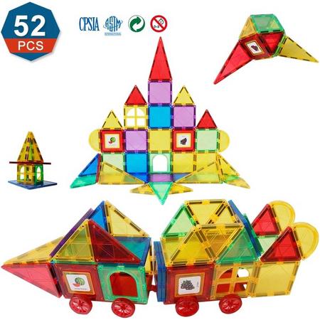 Magnetisch Speelgoed - Voordeelset 52 Stuks - Magnetische bouwstenen - Veilig Voor Kinderen - Magna Tiles - Magnetisch Speelgoed - Stimuleer Creativiteit - Bouwset met magnetische blokken