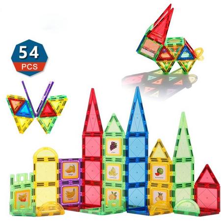 Magnetisch Speelgoed - Voordeelset 54 Stuks - Magnetische bouwstenen - Veilig Voor Kinderen - Magna Tiles - Magnetisch Speelgoed - Stimuleer Creativiteit - Bouwset met magnetische blokken