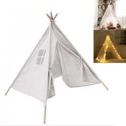 Tipi Tent Crème/Wit voor kinderen - Wigwam Speeltent met ramen van katoen - Tipi tent kinderen -- Stokken FSC hout