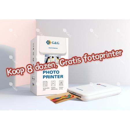 G&G ZINK papier - 50 stuks (7.6 x 5cm) - Koop 8 dozen, GRATIS fotoprinter